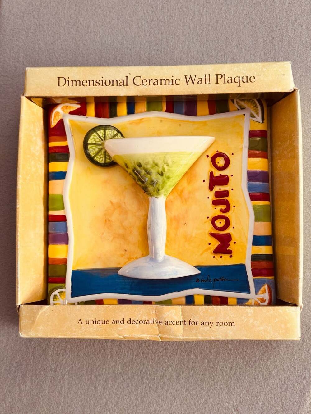 New View Linda Grayson Mojito Dimensional Ceramic Wall Plaque